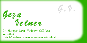 geza velner business card